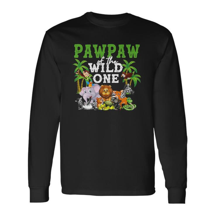 Pawpaw Of The Wild One Zoo Birthday Safari Jungle Animal Long Sleeve T-Shirt T-Shirt