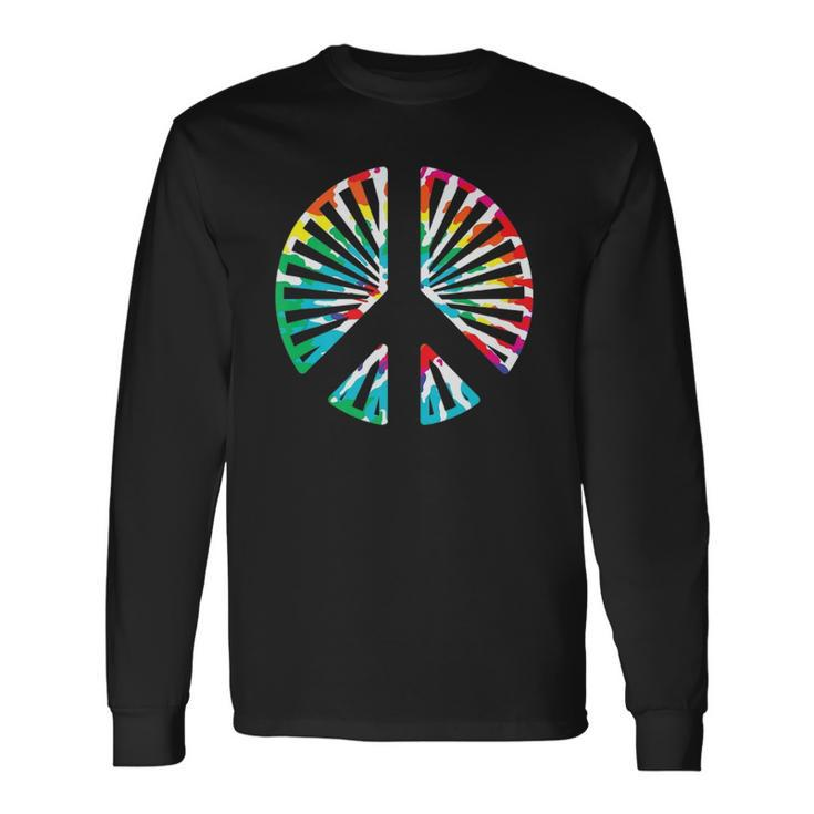 Peace Sign Rainbow Colors 70S 80S Party Long Sleeve T-Shirt