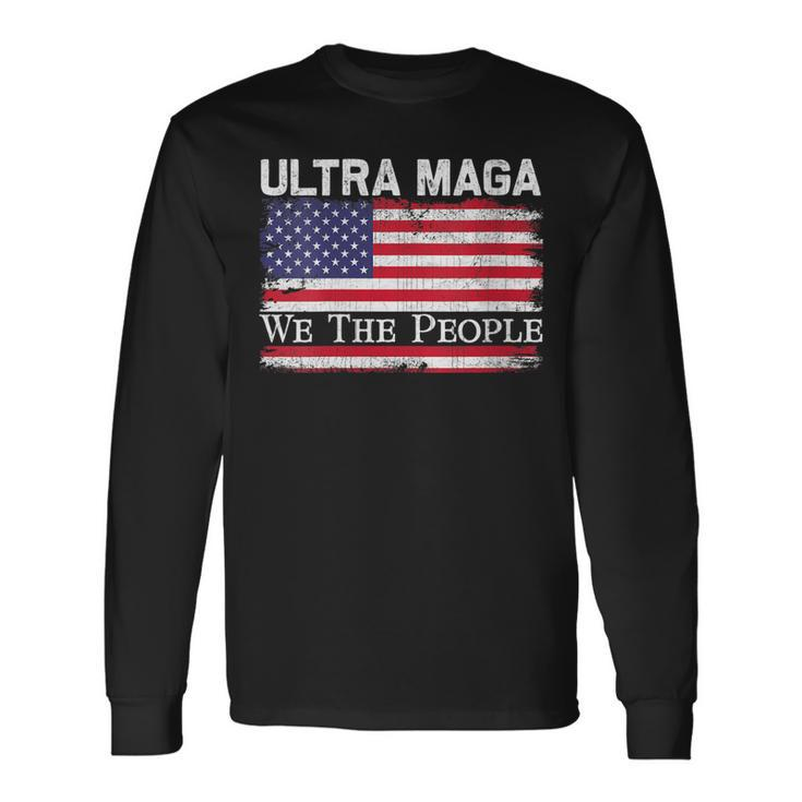 We Are The People Men And Women Vintage Usa Flag Ultra Mega Long Sleeve T-Shirt