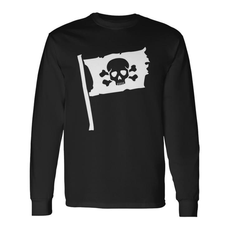 Pirate Flag Skull Crossed Bone Halloween Costume Long Sleeve T-Shirt T-Shirt