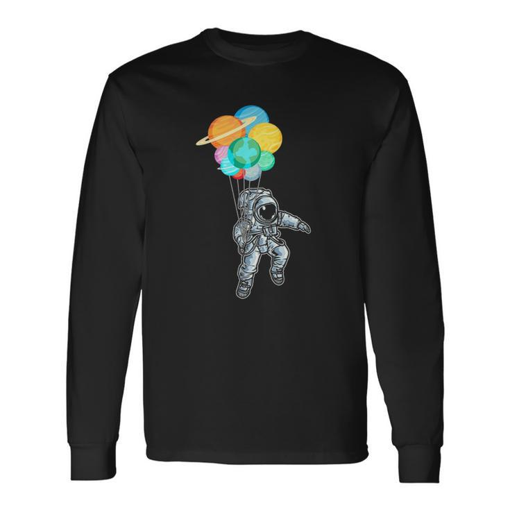 Planet Balloons Astronaut Space Science Long Sleeve T-Shirt T-Shirt