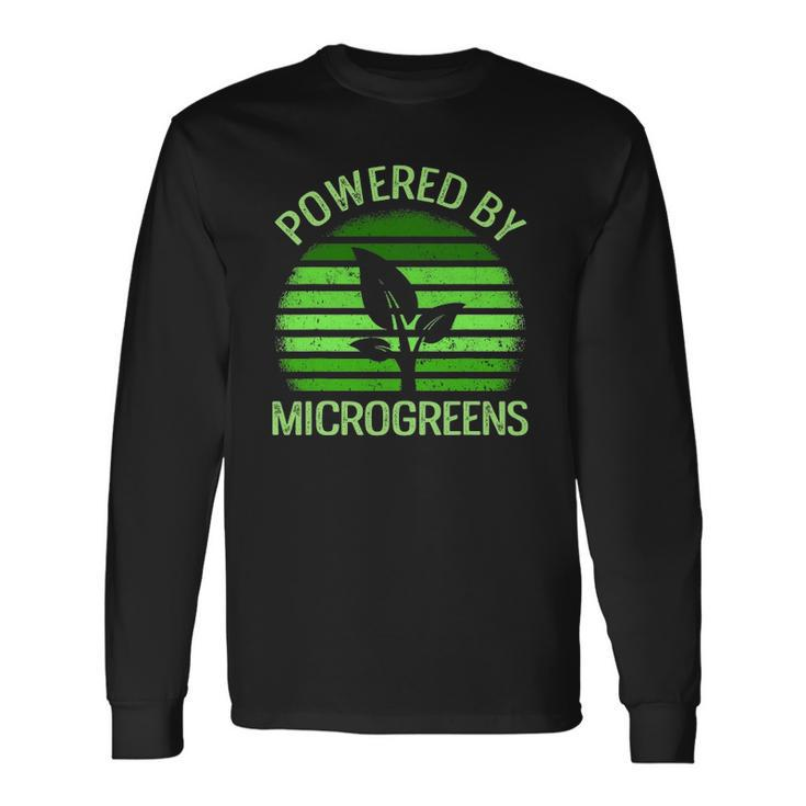 Powered By Microgreens Vegan Urban Farmers Gardening Long Sleeve T-Shirt T-Shirt
