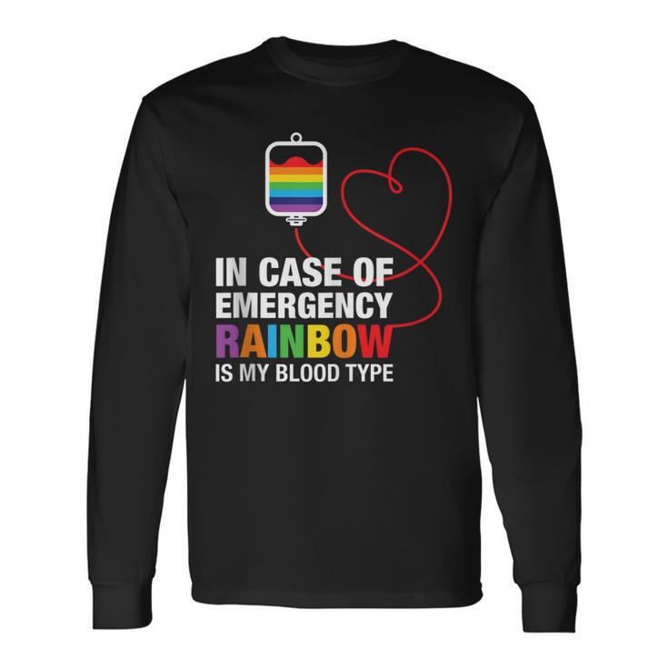 Pride Month Rainbow Is My Blood Type Lgbt Flag Long Sleeve T-Shirt