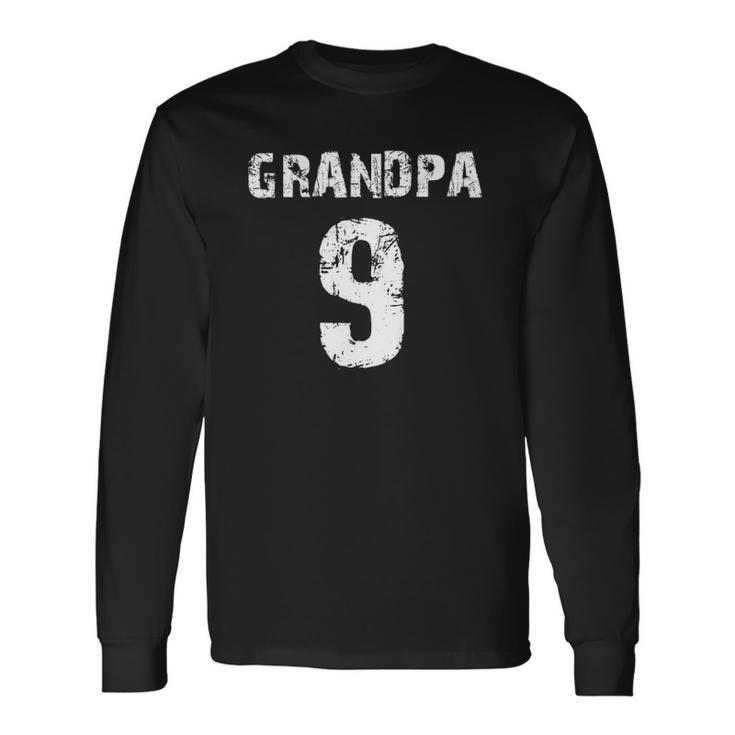 Proud Grandpa Grandpa Of 9 Athletic Style Numbered Long Sleeve T-Shirt T-Shirt