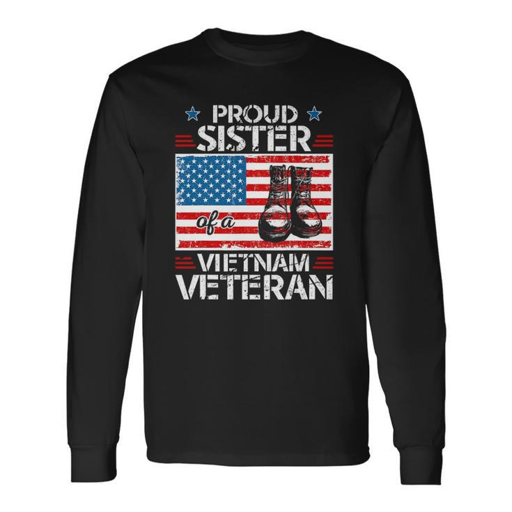 Proud Sister Of Vietnam Veteran Patriotic Usa Flag Military Long Sleeve T-Shirt T-Shirt