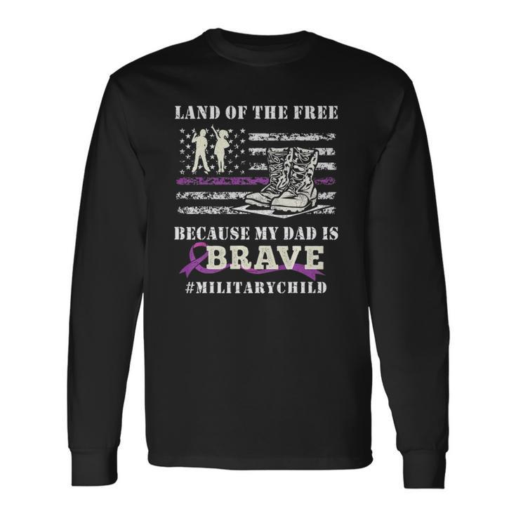 Purple Up Military Land Of The Free Usa Flag Long Sleeve T-Shirt T-Shirt
