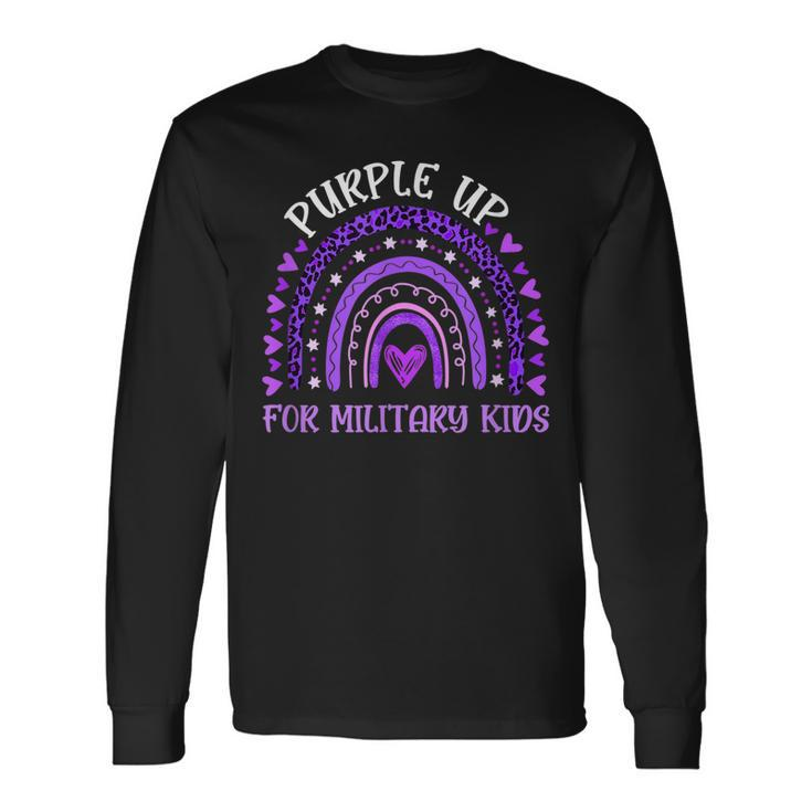 Purple Up For Military Rainbow Military Child Month V2 Long Sleeve T-Shirt