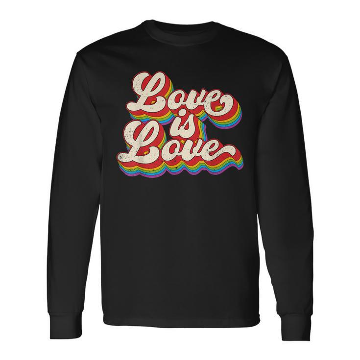 Rainbow Vintage Love Is Love Lgbt Gay Lesbian Pride Long Sleeve T-Shirt T-Shirt