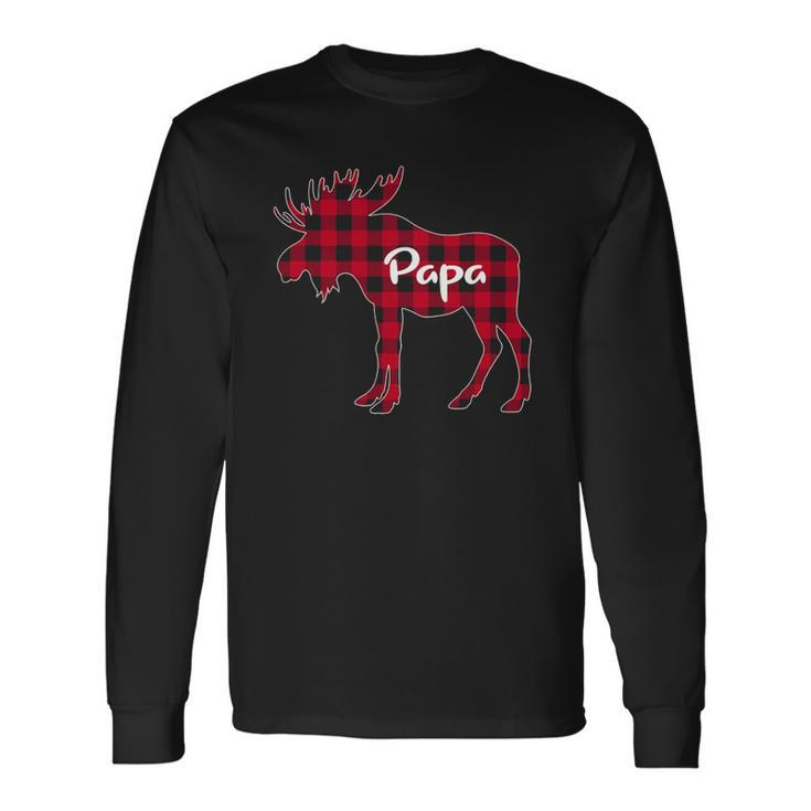 Red Plaid Papa Moose Xmas Red Buffalo Pajama Long Sleeve T-Shirt T-Shirt