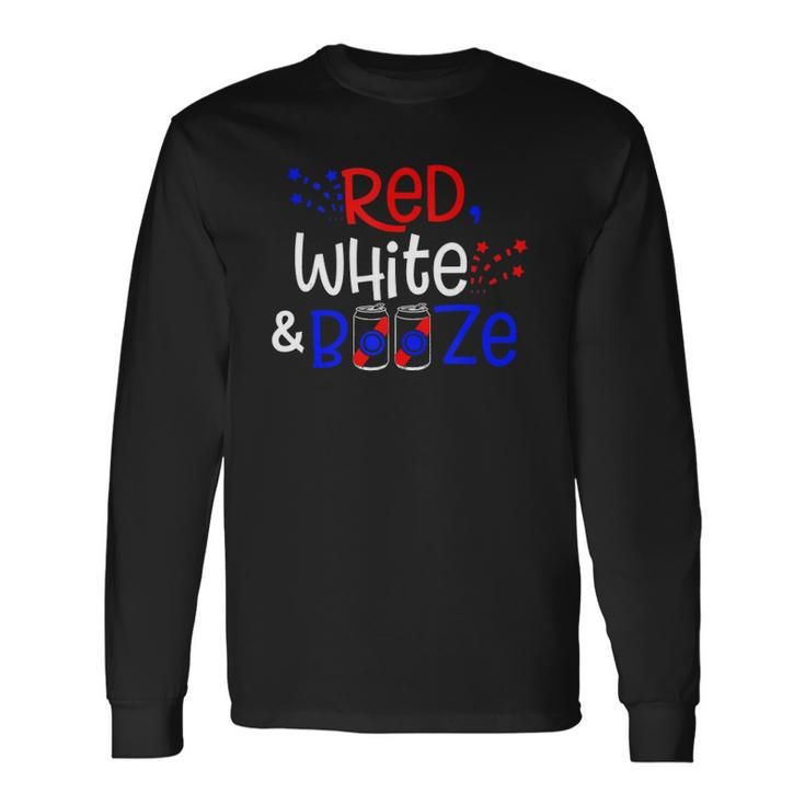 Red White And Booze Adult 4Th Of July Long Sleeve T-Shirt T-Shirt