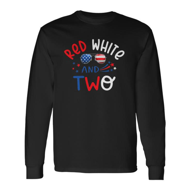 Red White And Two 2Nd Birthday 4Th Of July Firework Boy Long Sleeve T-Shirt T-Shirt