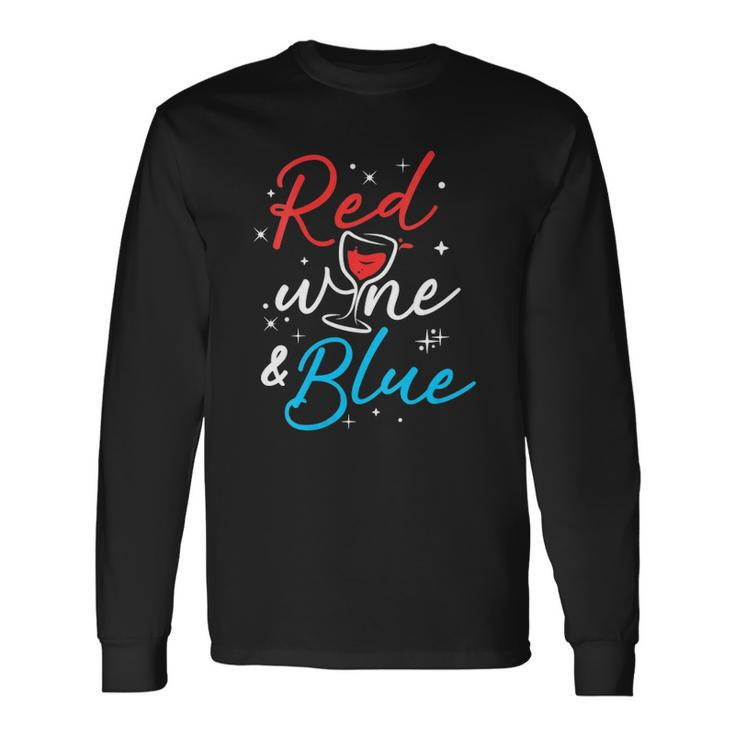 Red Wine And Blue V-Neck Long Sleeve T-Shirt T-Shirt