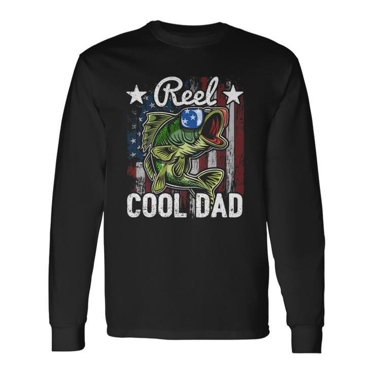 Reel Cool Dad Fishing American Flag Fathers Day Gif Long Sleeve T-Shirt T-Shirt