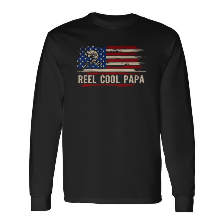 Reel Cool Papa American Usa Flag Fishingfish Long Sleeve T-Shirt T-Shirt