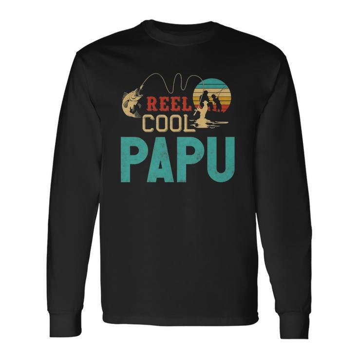 Reel Cool Papu Vintage Fishing Rod Fisherman Papu Long Sleeve T-Shirt T-Shirt