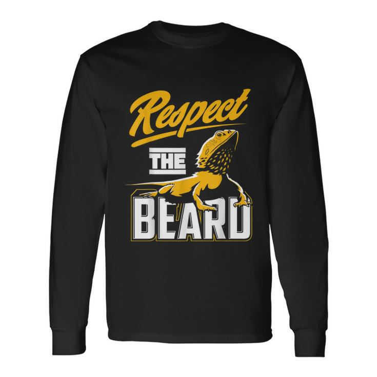 Respect The Beard Pogona & Bearded Dragon Long Sleeve T-Shirt Gifts ideas
