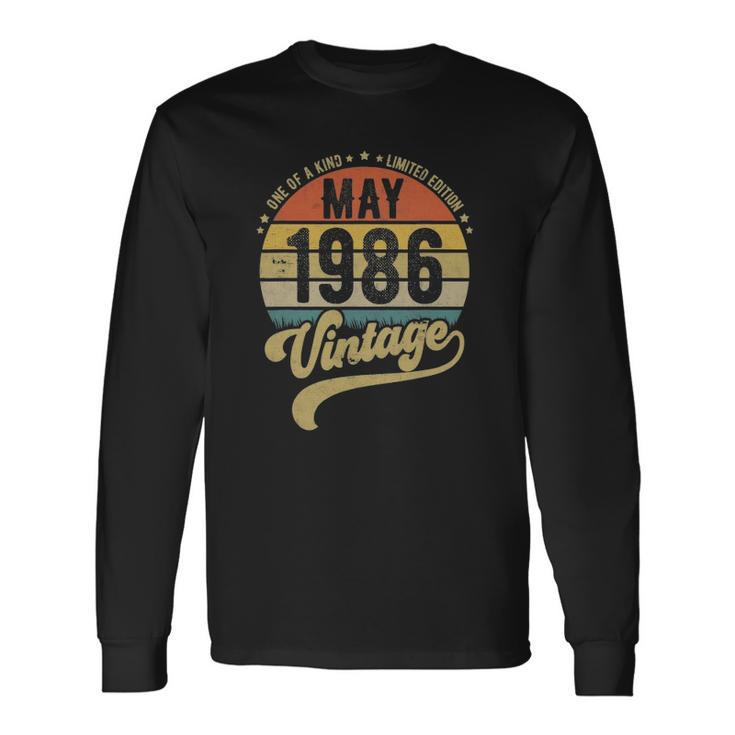 Retro 36Th Birthday Born In May 1986 Vintage Long Sleeve T-Shirt T-Shirt