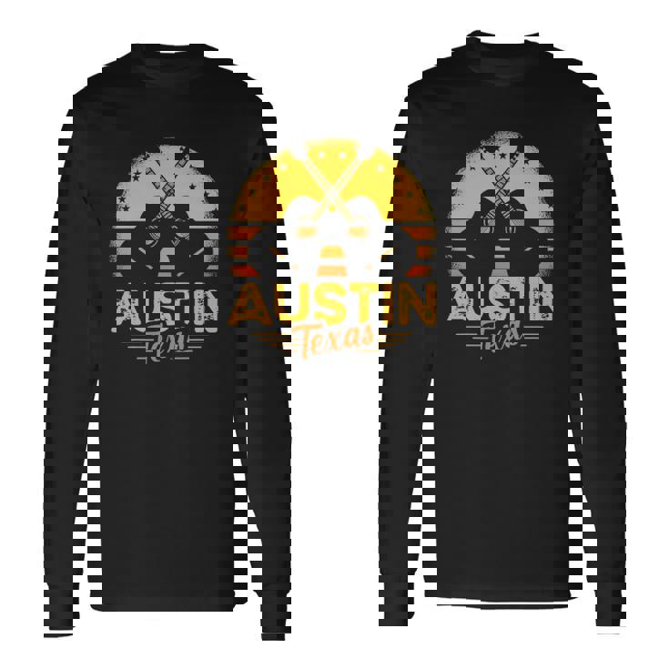 Retro Austin Texas Guitar Texas Long Sleeve T-Shirt T-Shirt