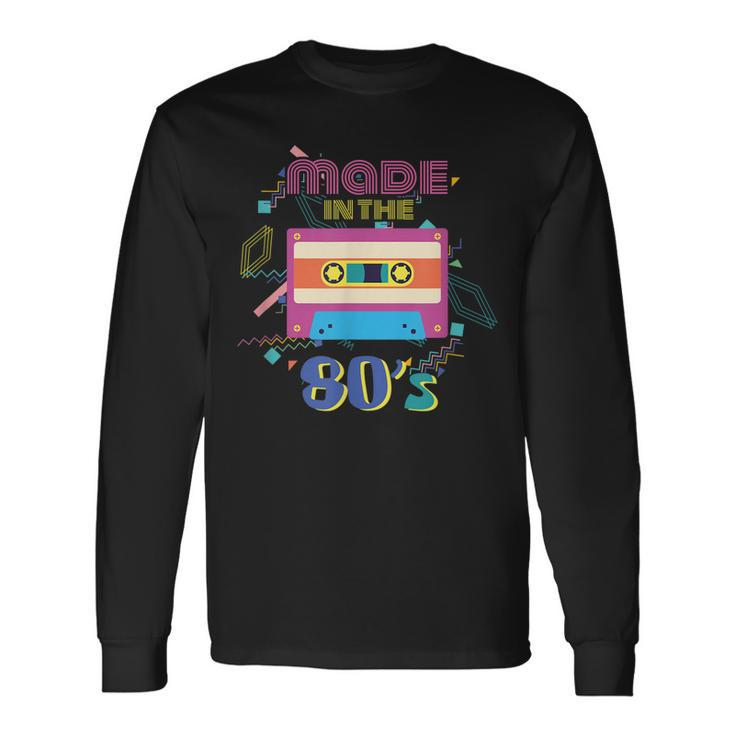 Retro Dance Party Disco Birthday Made In 80S Cassette Tape Long Sleeve T-Shirt