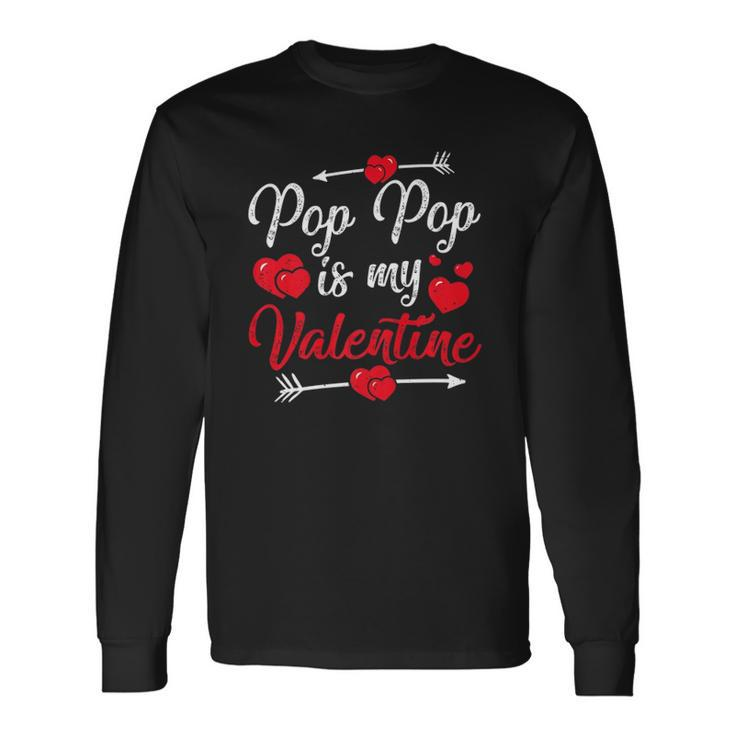 Retro Hearts Pop Pop Is My Valentines Day Fathers Day Long Sleeve T-Shirt T-Shirt