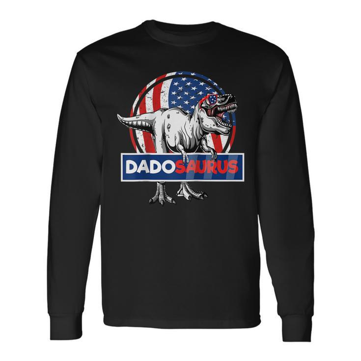 Retro Patriotic Dinosaur Rex Dad Fathers Day 4Th Of July Long Sleeve T-Shirt