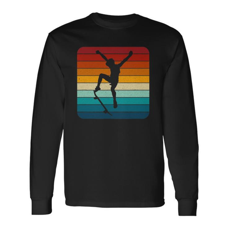 Retro Skater Vintage Skateboarder Skateboarding Lover Long Sleeve T-Shirt T-Shirt