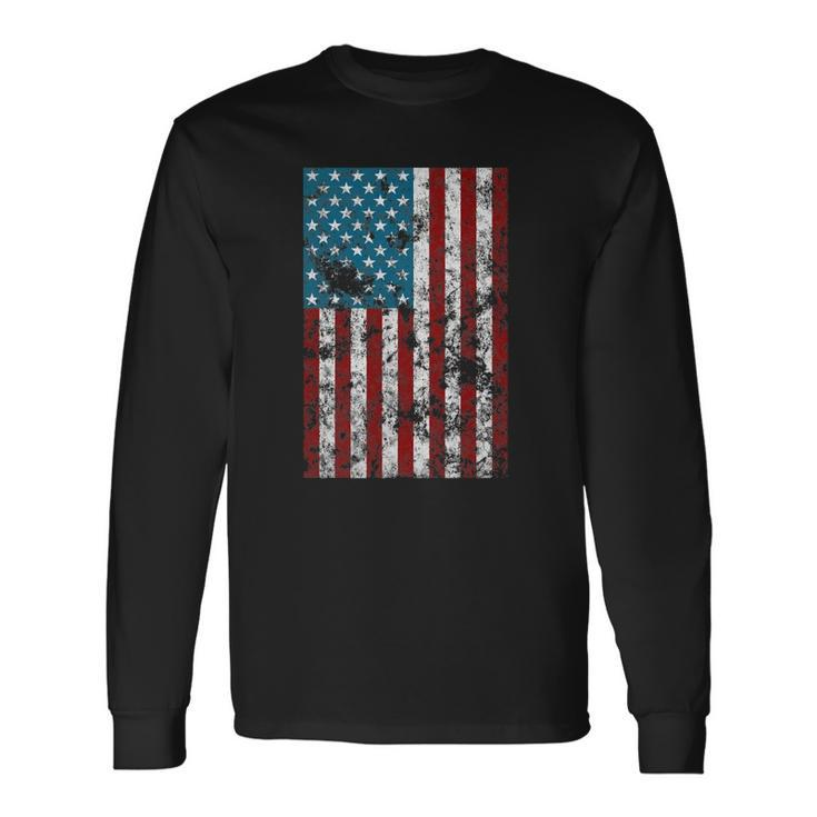 Retro Style 4Th July Usa Patriotic Distressed America Flag Long Sleeve T-Shirt T-Shirt