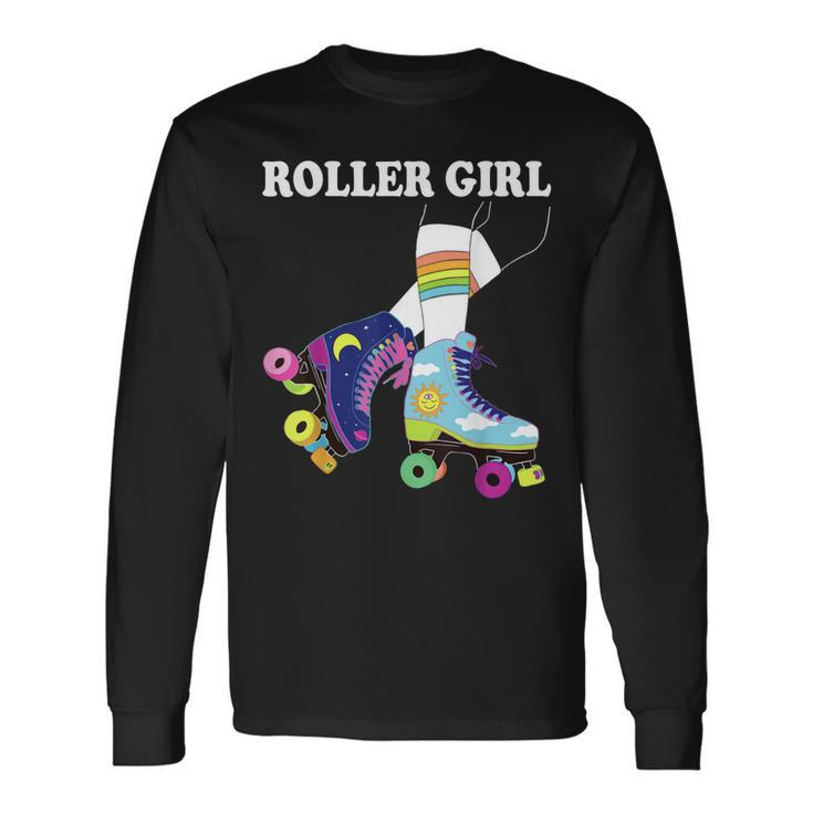 Roller Girl Vintage Seventies 70S Cool Retro Skates Skating Long Sleeve T-Shirt