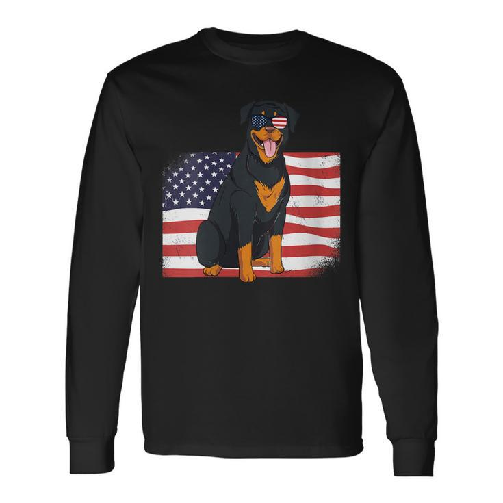 Rottie Dad & Mom American Flag 4Th Of July Usa Rottweiler Long Sleeve T-Shirt
