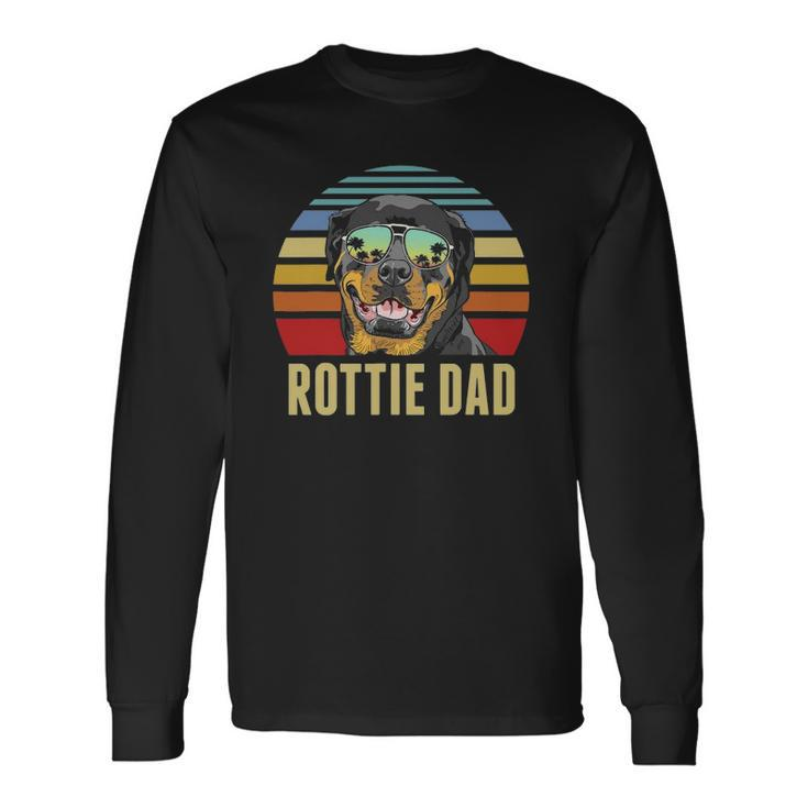 Rottie Dad Rottweiler Dog Vintage Retro Sunset Beach Vibe Long Sleeve T-Shirt T-Shirt