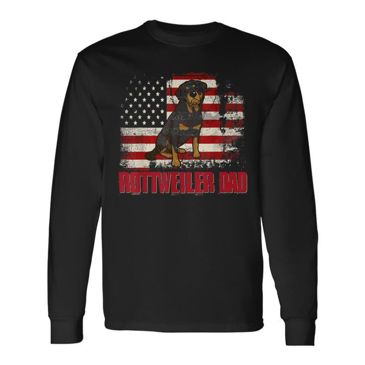 Rottweiler Dad American Flag 4Th Of July Dog Lovers Long Sleeve T-Shirt