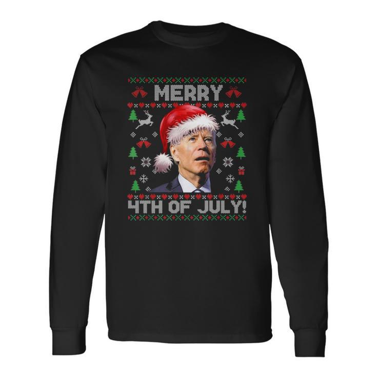 Santa Joe Biden Merry 4Th Of July Ugly Christmas Long Sleeve T-Shirt T-Shirt