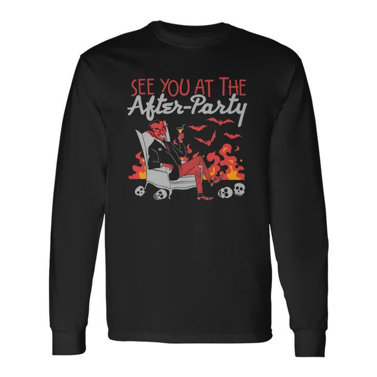 See You At The After-Party Hell Devil Skull Casual Long Sleeve T-Shirt T-Shirt