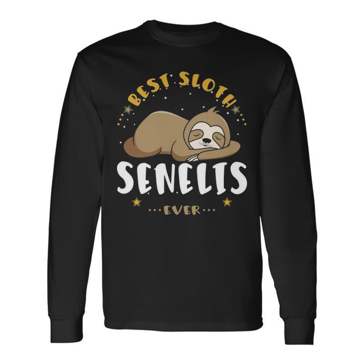 Senelis Grandpa Best Sloth Senelis Ever Long Sleeve T-Shirt