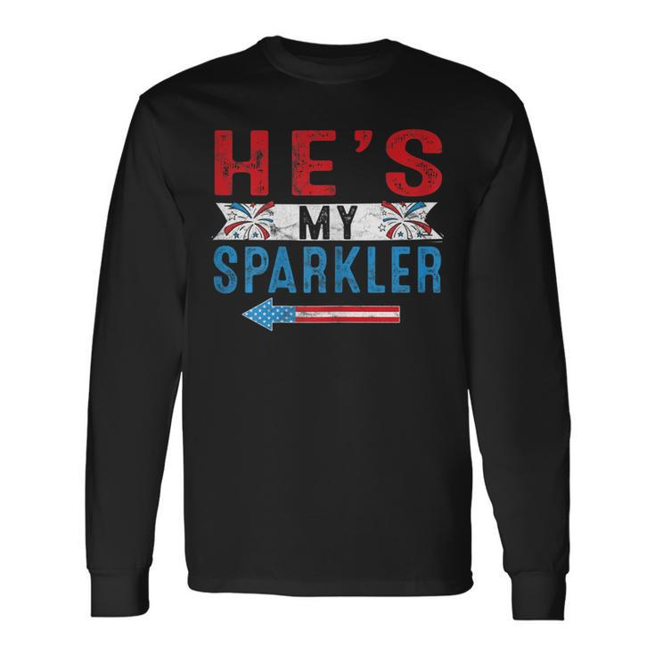 Shes My Firecracker 4Th July Matching Couples For Him Long Sleeve T-Shirt