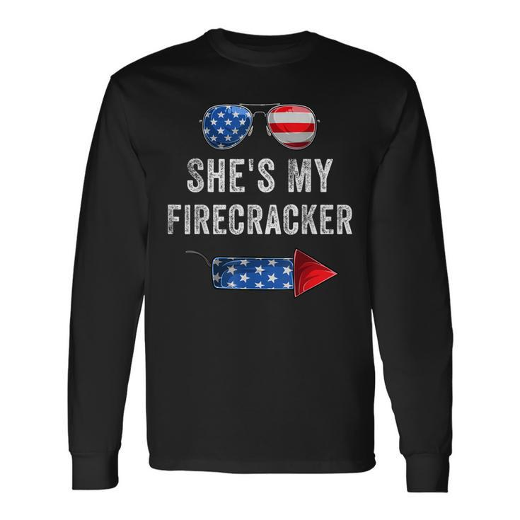 Shes My Firecracker His And Hers 4Th July Matching Couples Long Sleeve T-Shirt