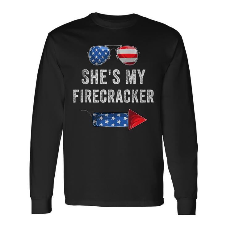 Shes My Firecracker His And Hers 4Th July Matching Couples Long Sleeve T-Shirt Gifts ideas
