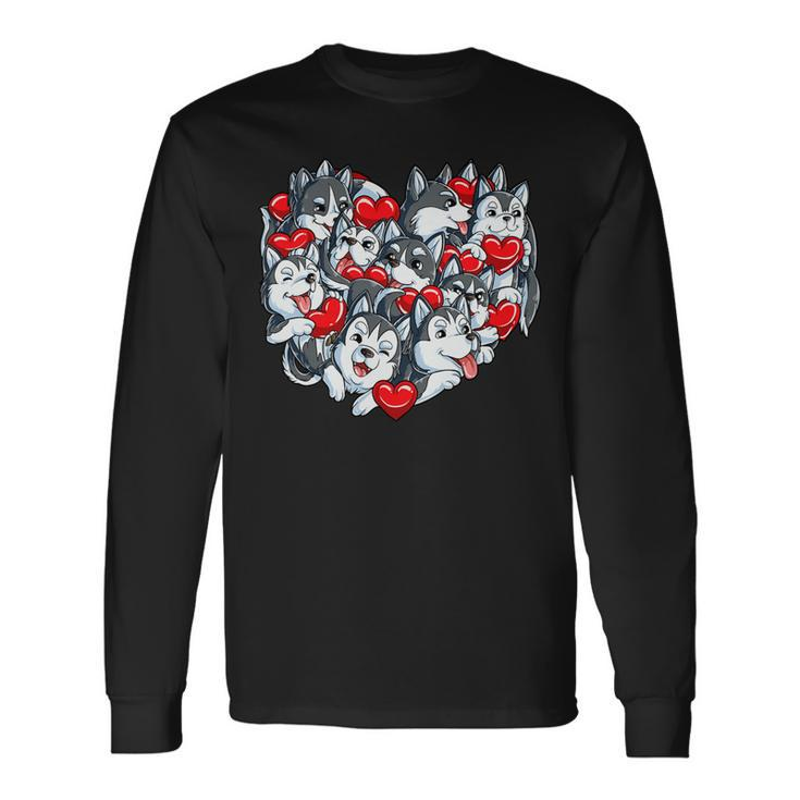 Siberian Husky Valentines Day Heart Boys Girls Long Sleeve T-Shirt