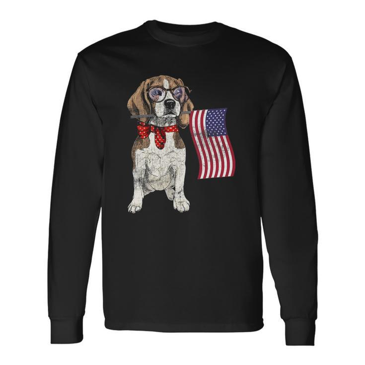 Smart Beagle Patriotic Memorial Day 4Th Of July Usa Flag Long Sleeve T-Shirt T-Shirt