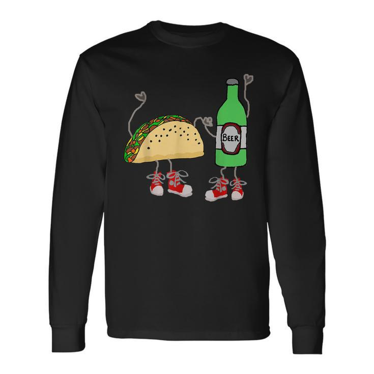 Smilealot Taco And Beer Food Cartoon Long Sleeve T-Shirt T-Shirt