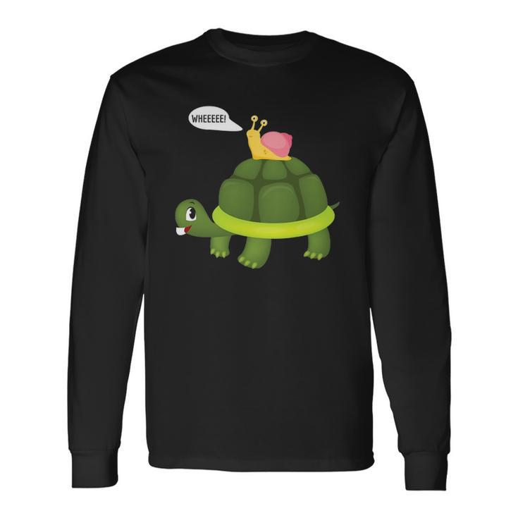 Snail Riding Turtle Long Sleeve T-Shirt T-Shirt