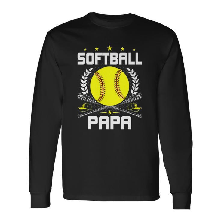 Softball Papa Baseball Lover Dad Long Sleeve T-Shirt T-Shirt