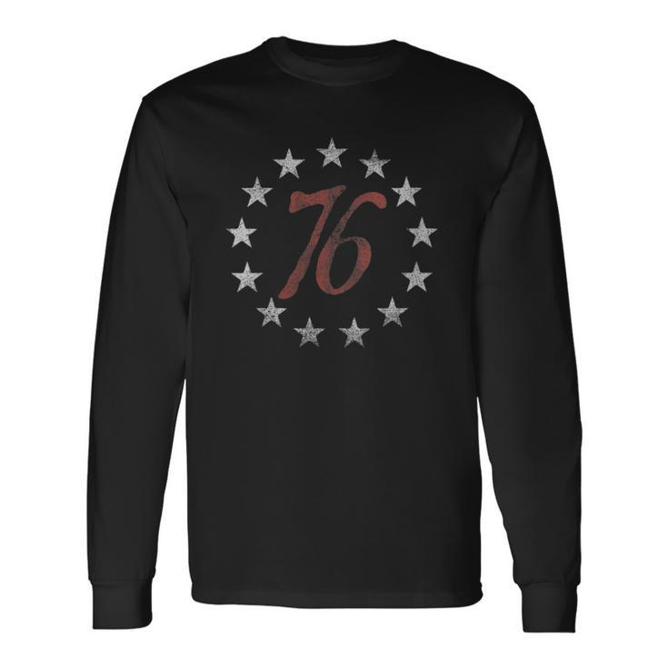 The Spirit 76 Vintage Retro 4Th Of July Independence Day V-Neck Long Sleeve T-Shirt T-Shirt