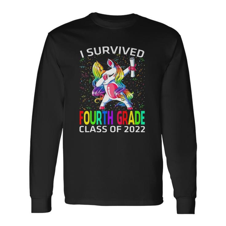 I Survived Fourth Grade Class Of 2022 Graduate Unicorn Long Sleeve T-Shirt T-Shirt
