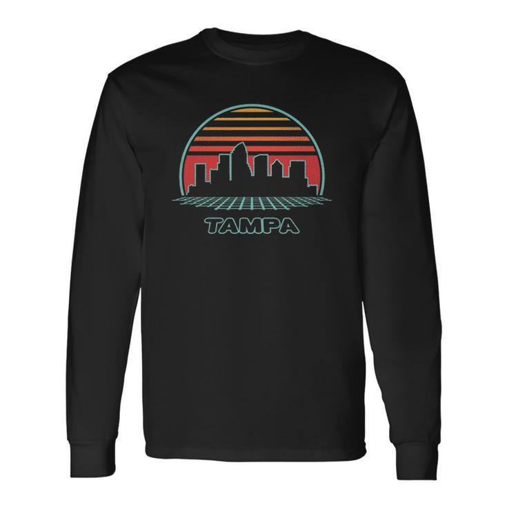 Tampa City Skyline Retro Vintage 80S Style Long Sleeve T-Shirt T-Shirt