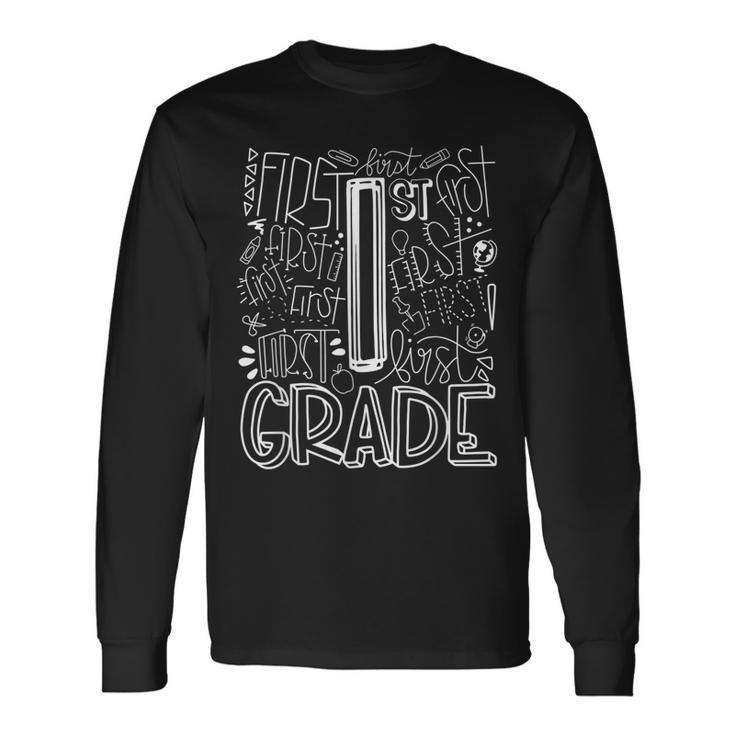 Team Teacher Back To School 1St First Grade Typography Long Sleeve T-Shirt