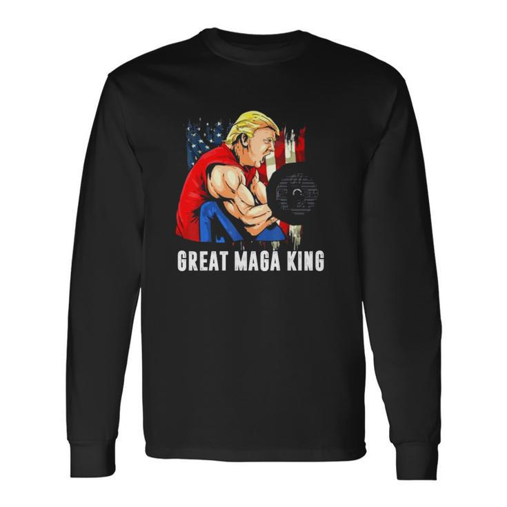 Trump Muscle Old The Great Maga King Ultra Maga Patriotic Flag Us Long Sleeve T-Shirt T-Shirt