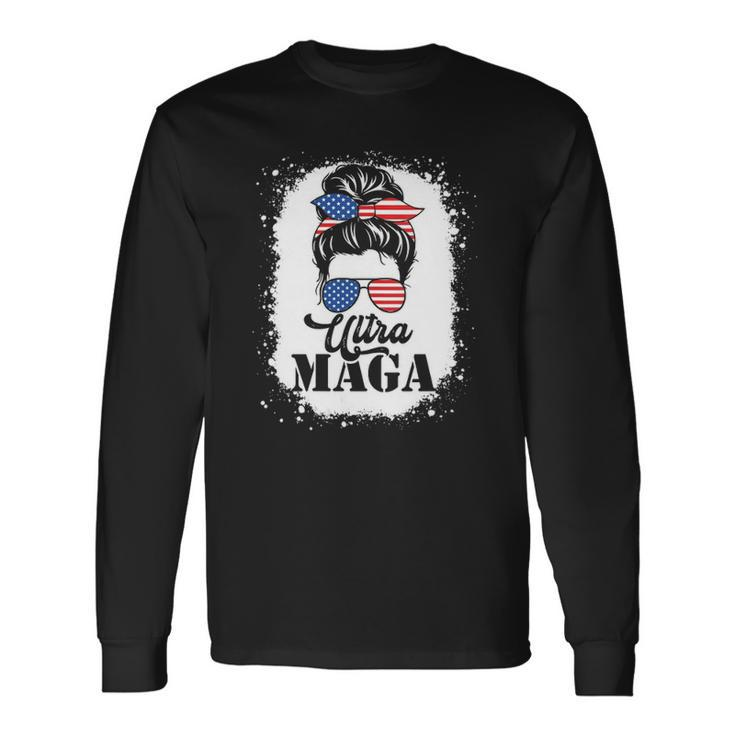 Ultra Maga Messy Bun Great Ultra Maga King Bleached Long Sleeve T-Shirt Gifts ideas