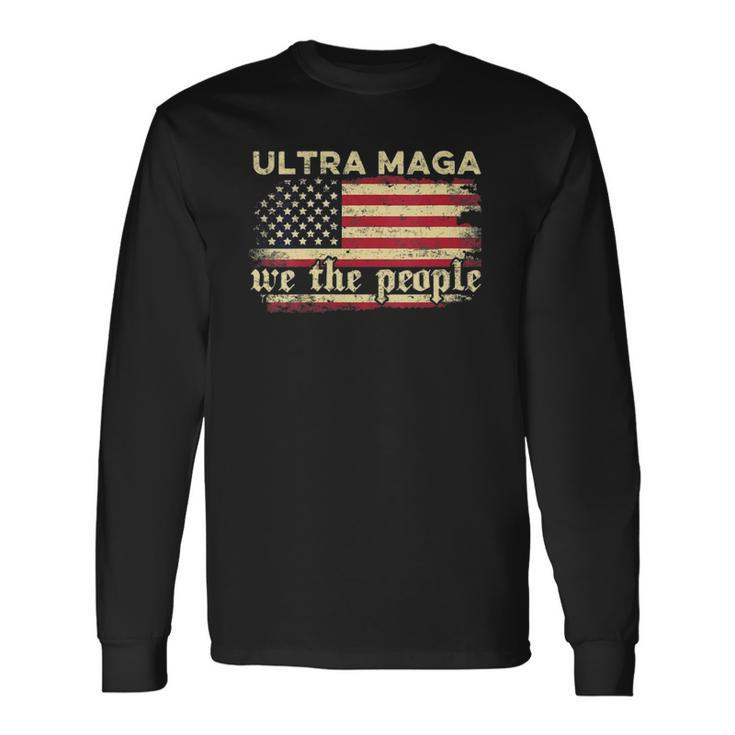 Ultra Maga Vintage American Flag Ultra-Maga Retro Long Sleeve T-Shirt T-Shirt