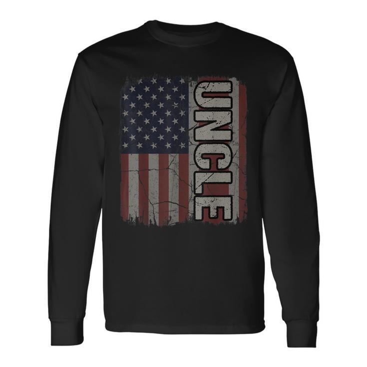 Uncle American Flag Vintage Fathers Day 4Th Of July Long Sleeve T-Shirt